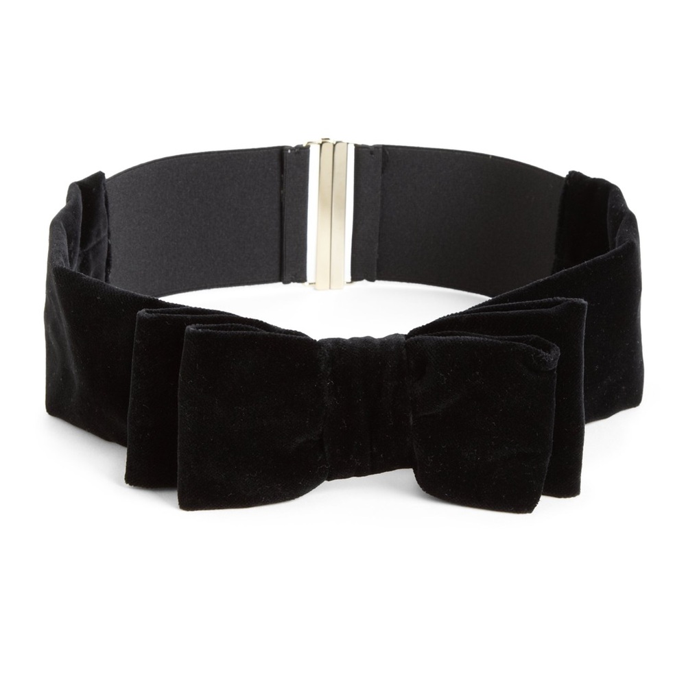 Kate Spade black velvet bow belt